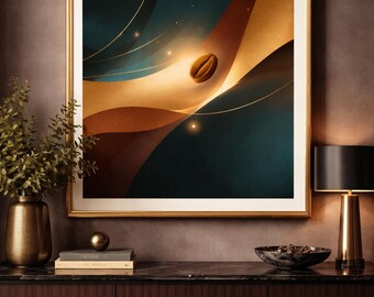 Serie di poster astratti con chicchi di caffè n. 1 / Poster arrotolati / Decorazioni murali / Arredamento moderno a tema caffè