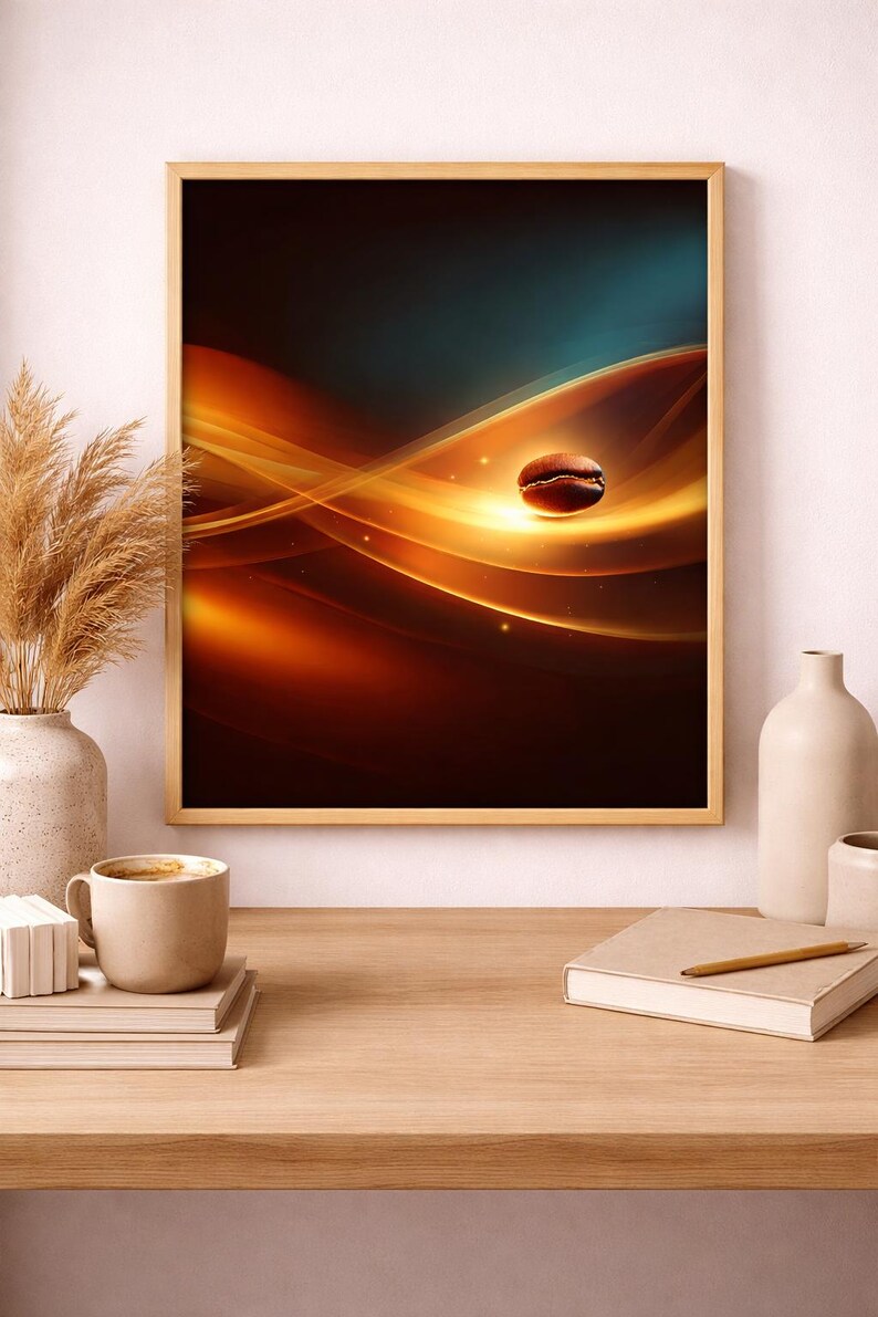 Coffee Bean Abstract Waves Rolled Poster Series No.5 | Modern Coffee Art Wall Decor image 5
