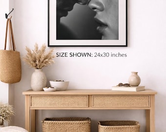 Black and White Couple Print, Romantic Modern Wall Art, Intimate Photography Poster, Minimal Decor