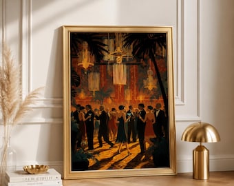 Art Deco Gatsby Party Wall Art, Roaring 20s Decor, Jazz Age Poster, Speakeasy Artwork, Vintage Glamour Printable Art