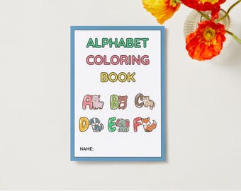 Alphabet Coloring Booklet for kids, Preschool Coloring Printable (PDF), Toddler Book