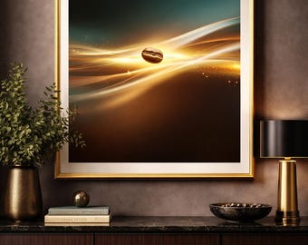 Poster "Chicco di caffè fluttuante" Serie n. 2 / Arte astratta del caffè / Poster arrotolato