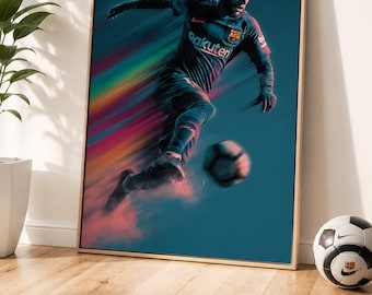ネイマールにインスパイアされたサッカーポスタープリント、サッカーウォールアート、モダンスポーツデコレーション、ゲーマールームキャンバス、デジタルダウンロード