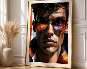 ラグジュアリーなポップアートの男性プリント、モダンな男性用ウォールアート、ファッションポートレートポスター、現代的なプリント装飾
