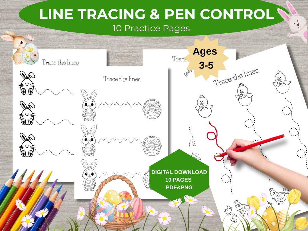 Easter Egg & Bunny Line Tracing Worksheets – Preschool Pen Control ...