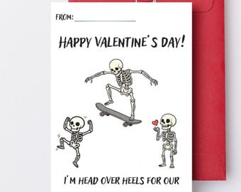 Skeletonboard Valentijnskaarten, ik ben smoorverliefd op onze vriendschap, kinderen klas Valentijnskaarten, retro jongen Valentijn, digitaal