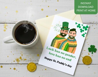 LGBT St. Patrick's Day-kaart, Gay Pride-regenbooggroet, Queer Irish (digitale download)