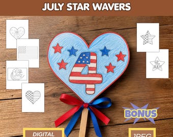 4 juli knutselen voor kinderen, kleurplaten Independence Day, afdrukbare patriottische sterren, kleurplaten patriottische harten
