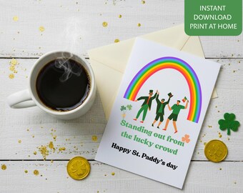 LGBT St. Patrick's Day-kaart, Rainbow Pride-begroeting, Lucky Queer (digitale download)