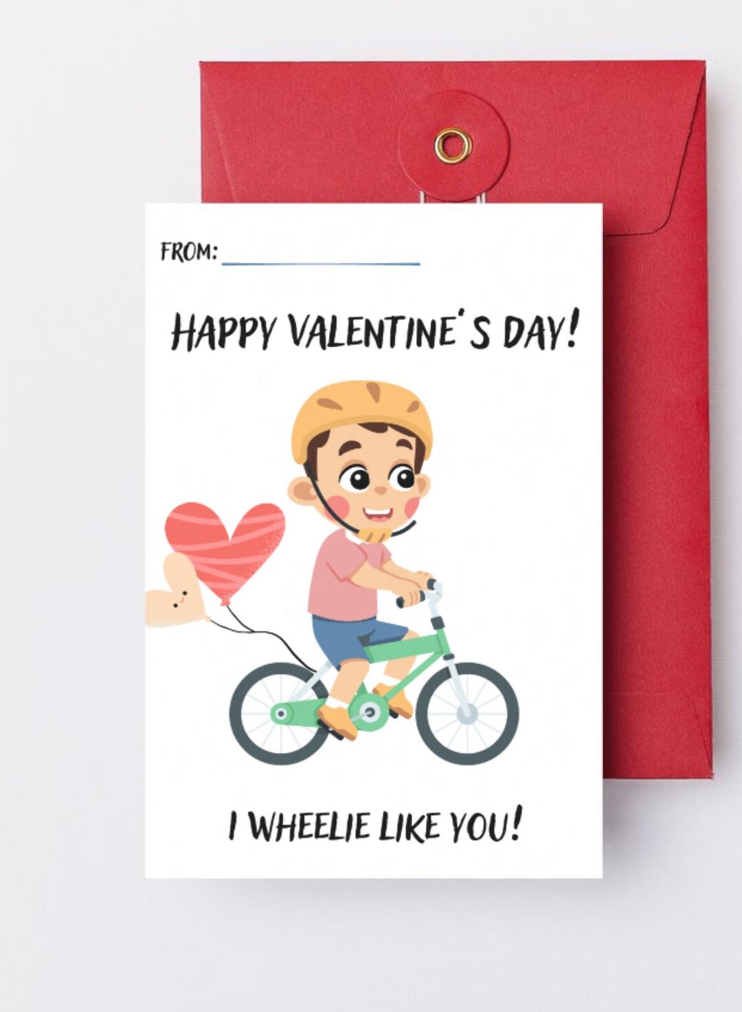 Bicycle Valentine Cards - I Wheelie Like You, Kids Classroom Valentines ...