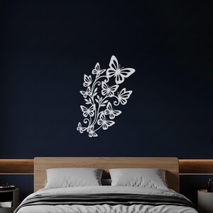 Butterfly Floral Metal Wall Art, Nature Inspired Wall Decor, Elegant Flower Design, Modern Botanical Wall Hanging, Minimalist Home Decor image 6