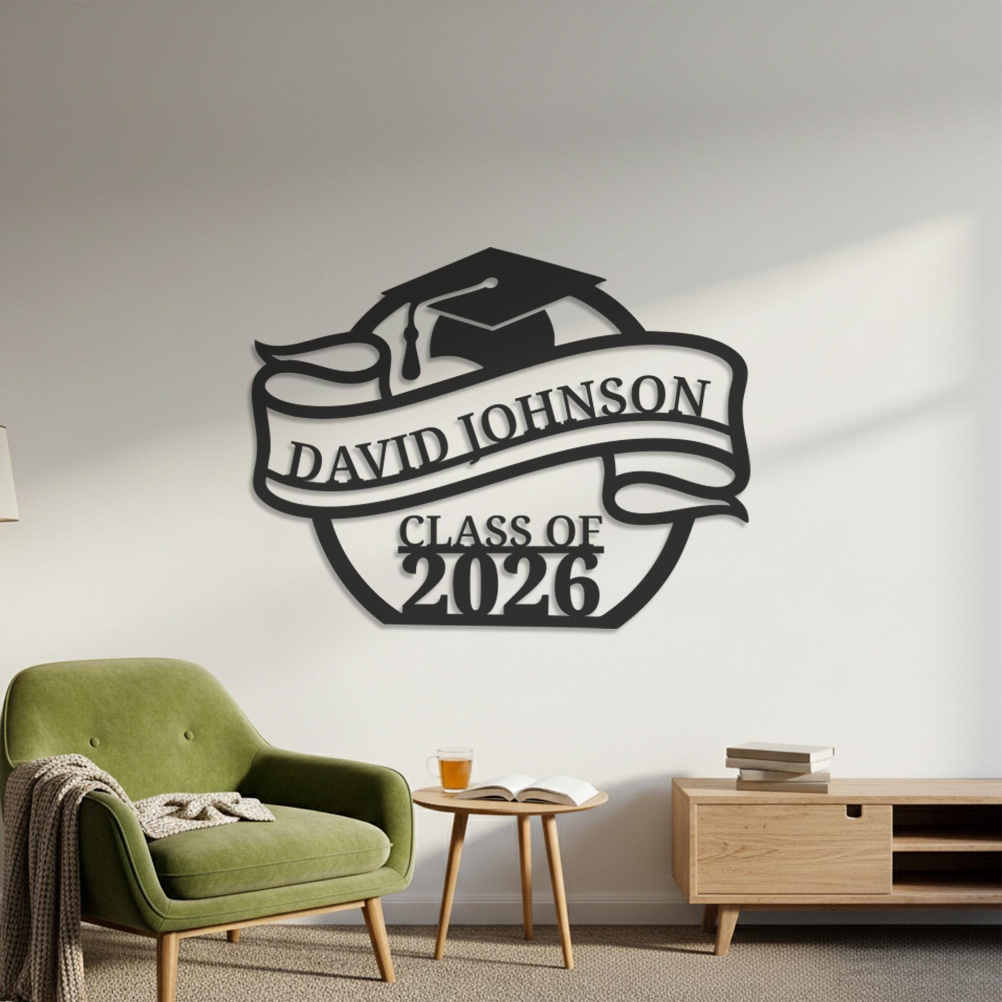 Personalized Graduation Metal Wall Art, Custom Name Class Year Sign ...