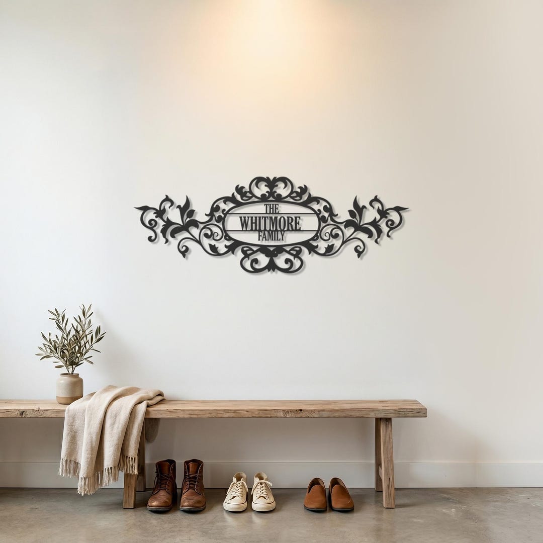 Personalized Family Name Metal Wall Art, Custom Last Name Sign, Vintage ...