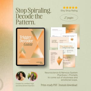 Trigger Decoder Guide | Emotional Processes Workbook & Journal Prompts | Identifying Triggers with Shadow Work and Somatic Healing Therapy