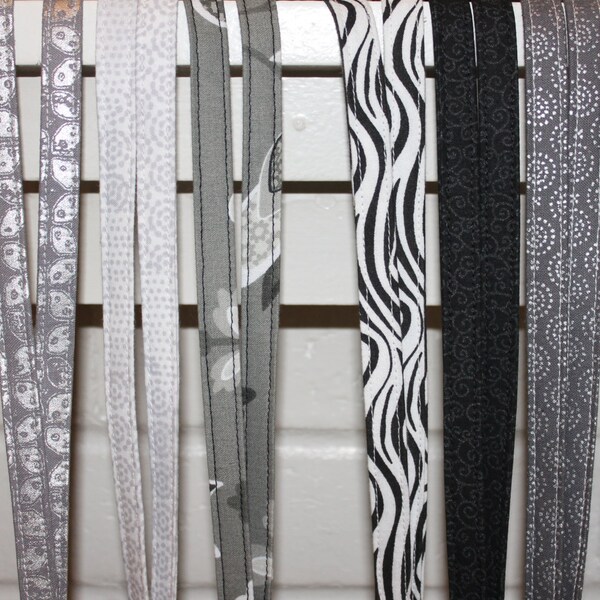 Grey Black White Patterned Fabric Lanyard - Multiple Options - teacher lanyard - ID badge - Grey, Silver, Dots, Flowers, Swirl, trendy, fun