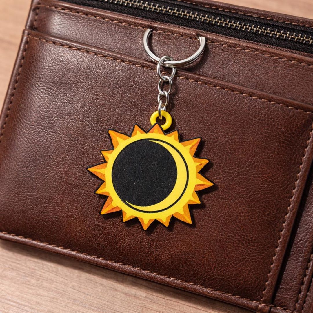 Solar Eclipse 3D Print Keychain – Celestial Hand-painted PLA Disk ...