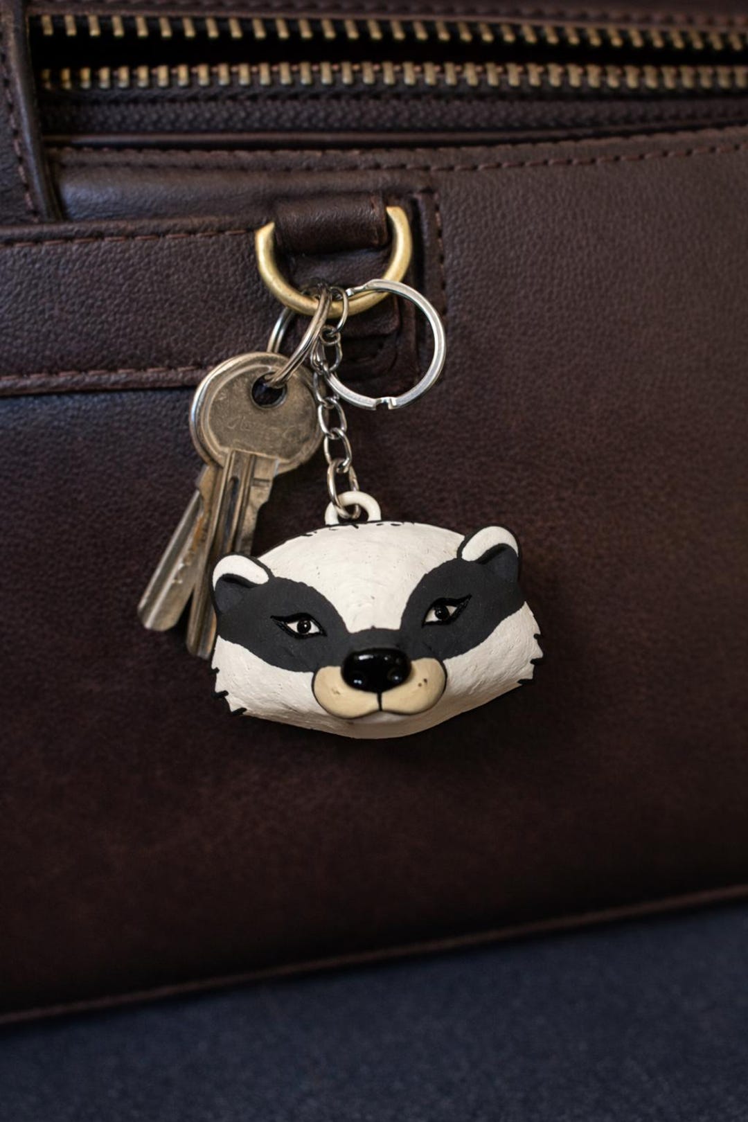 Desert Badger Head Art Key Ring – Hand-painted PLA Sculpture, 3D ...