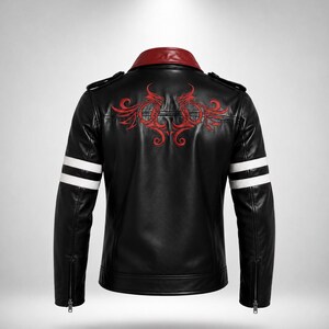 Alex Mercer bestickte Lederjacke - Herren-Videospiel-Cosplay-Mantel aus echtem Leder