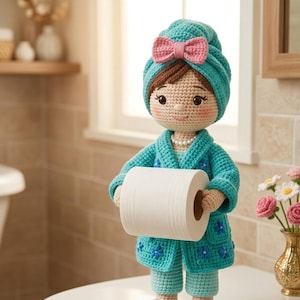 Crochet Toilet Paper Holder Doll Pattern PDF, Amigurumi Bathroom Decor (Digital Download)