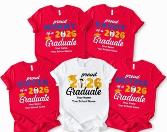 Graduation Photo Shirt, Custom 2026 Grad Family Matching Tees