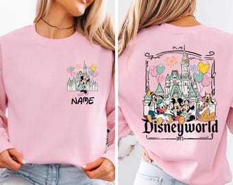 Personalized Disney World Family Shirts, Custom Name Disney Trip Shirt, Matching Disney Castle T-Shirt, Multiple Characters Park Shirt