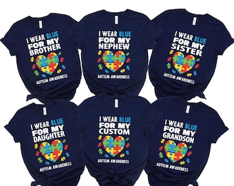 Custom Autism Awareness Shirt: Puzzle Heart Matching Family Tee