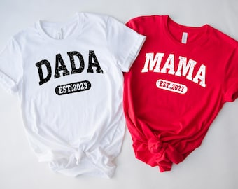 Matching DADA MAMA EST T-Shirts: New Parent Gift, Family Outfit