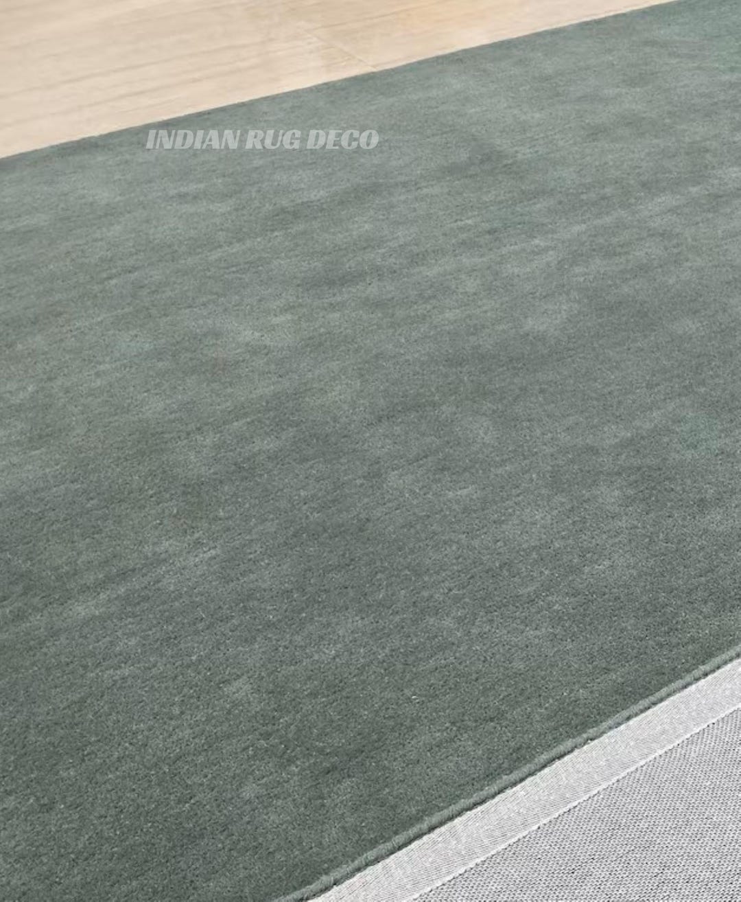 Dark Sage Green Hand Tufted Wool Area Rug Solid Plush Modern Home Decor ...