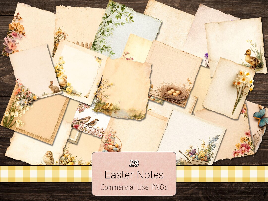 Blank Easter Notes for Junk Journaling, Commercial Use Vintage Pngs ...