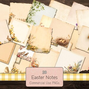 Leere Osternotizen für Junk Journaling, kommerzielle Nutzung Vintage PNGs, süße Frühling Torn Scraps Clipart, digital druckbare Ephemera Sheets