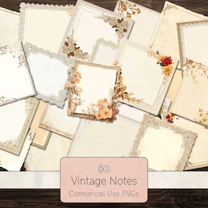 Blank Vintage Notes for Junk Journaling, Commercial Use Neutral PNGs, Ornate Floral Torn Scraps Clipart, Digital Printable Ephemera Sheets