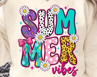 Summer Vibes Floral Beach SVG PNG, Retro Summer Shirt Sublimation, Trendy Digital Download Design File For Boutique Apparel