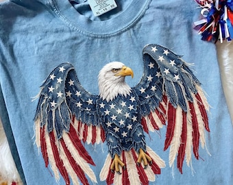 American Eagle Png, 4th of July Png, Faux Patchwork Eagle Png, Usa Png, Fourth of July Png, America Png, Patriotic Png