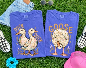 Duck Duck Goose Front And Back PNG, Matching Cottagecore Bird Sublimation, Duck Goose DTF Digital Download Design Files For You!!!!!!!!!