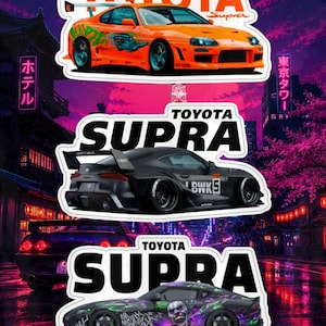 A5 sheet of stickers of a Japanese car "Supra"