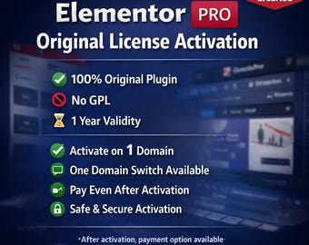 Elementor Pro Original License Activation