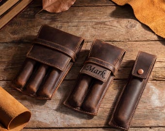 Leather Fountain Pen Case, 1/2/3 Slot Pen Holder, Leather Pen Pouch, Pen Pencil Sleeve Holder, Gifts for Him Her Anniversary Dad Mom Gift