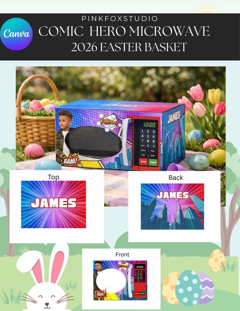 Comic Easter Basket Microwave Box Template | Printable Treat Box ...