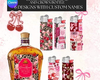 Leopard Galentine’s Gift | Custom Lighter Wrap Template | Galentines Gifts for Group | Personalized Valentine Lighter | Canva Editable