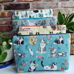 Cats, fabric, zipper pouch, make up bag, cosmetic pouch, catlady image 2