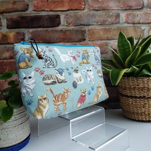 Cats, fabric, zipper pouch, make up bag, cosmetic pouch, catlady image 6