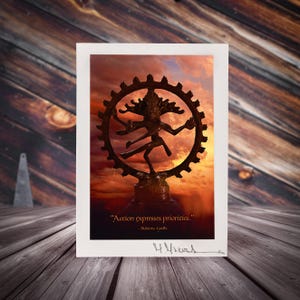 Shiva Dancing on Ignorance Greeting | Hindu Mahatma Gandhi Philosophy | Handmade Signed Photo Note Card