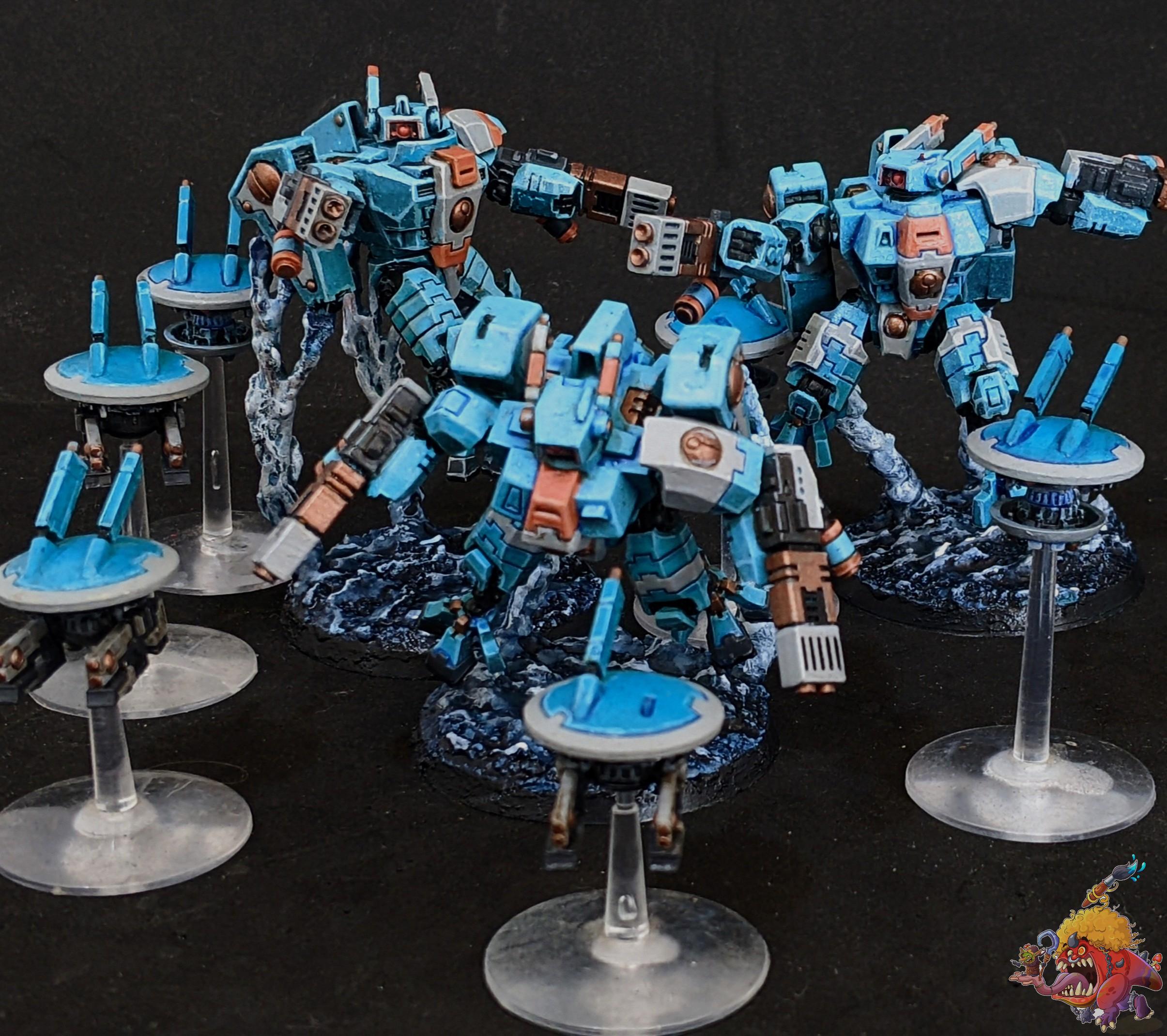 Tau Empire Crisis Sunforged Battlesuit Squad T'au 40k Painted