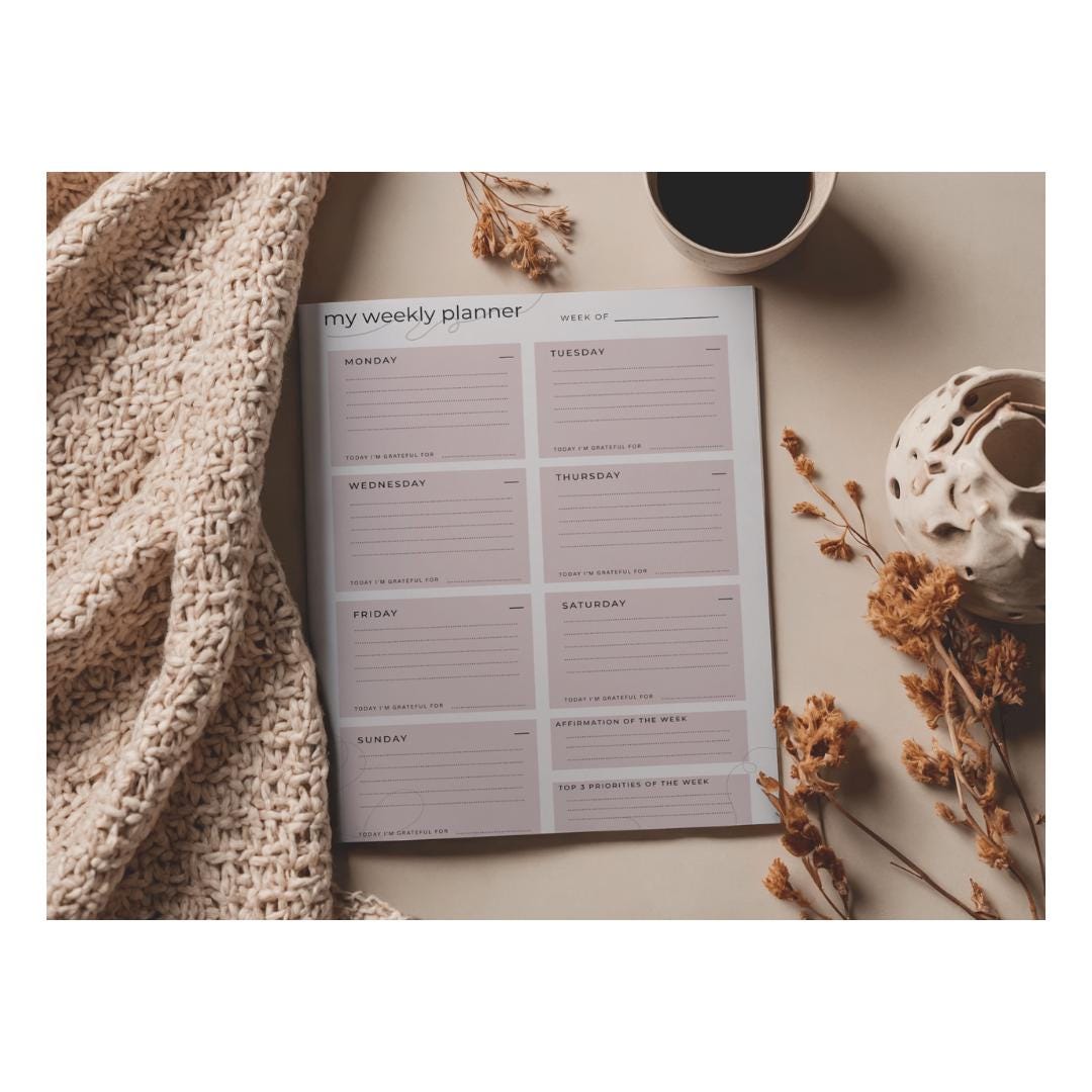 Minimalist Weekly Planner Printable - Etsy