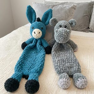 Animal Crochet Pattern Bundle PDF, Amigurumi Hippo Donkey Crocodile Plush, Stuffed Animal Set, Easy Beginner Crochet
