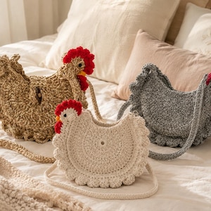 Chicken Bag Crochet Pattern PDF, Hen Bag Tutorial DIY Handmade Home Decor, Farmhouse Animal Crochet, Chicken Love Gift, Amigurumi Chicken