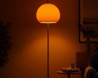Lampadaire dôme en verre orange - Lampe champignon moderne Mid-Century