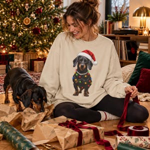 Dein Vierbeiner im Weihnachtslook – personalisiertes Sweatshirt mit Hunde- oder Katzenfoto, Weihnachtsmütze & Lichterkette