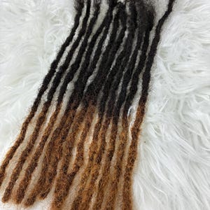 Human interlocked ombre Hair Loc Extensions: Soft, Flexible Dreadlocks (10 Strands)