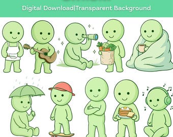 Niedliches Smiski SVG PNG Bundle | 10 Glow Charakter Clipart Designs | Drucken und Schneiden von Dateien für Cricut Silhouette | Digitaler Download